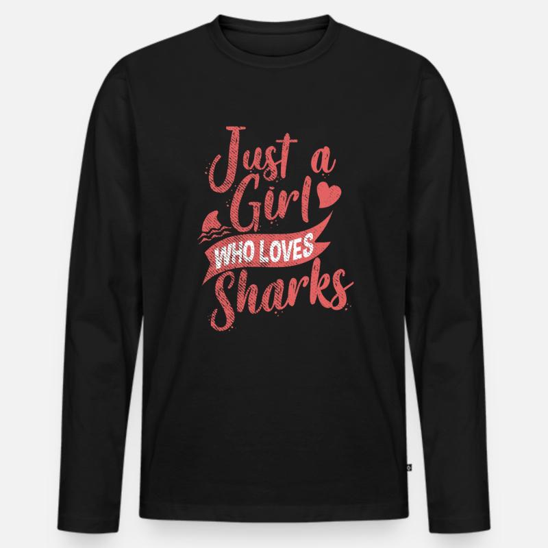 Hai Mädchen - Männer Premium Bio Langarmshirt - Schwarz