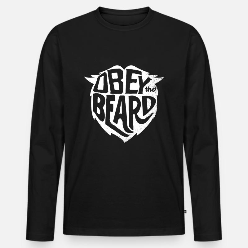 Bart Vollbart - Männer Premium Bio Langarmshirt - Schwarz