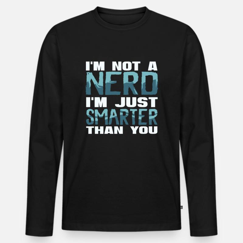 Nerd - Männer Premium Bio Langarmshirt - Schwarz