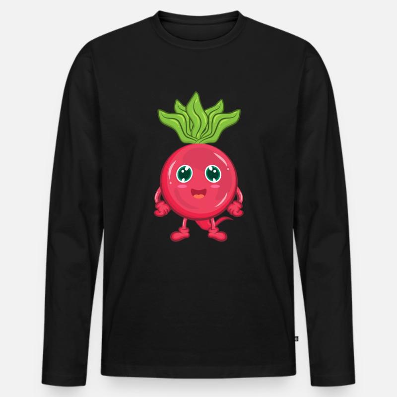 Radieschen Gemüse - Männer Premium Bio Langarmshirt - Schwarz