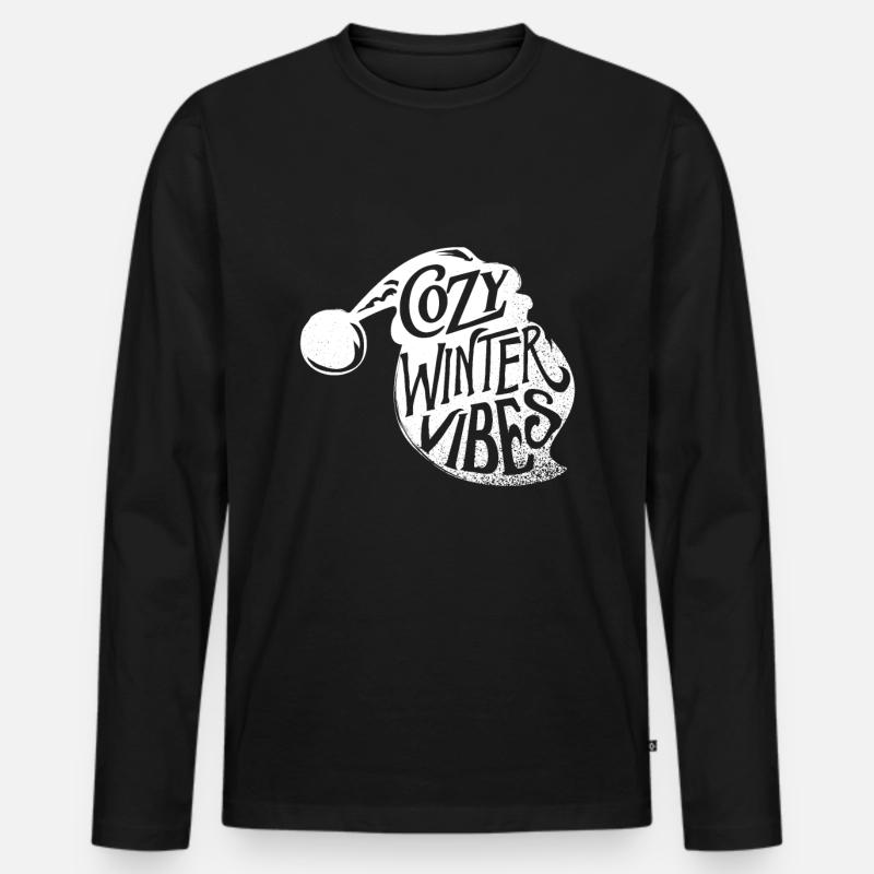 Winter - Männer Premium Bio Langarmshirt - Schwarz