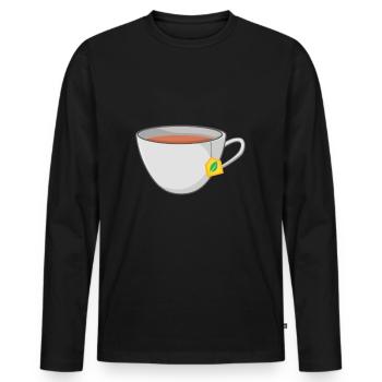 Tee - Männer Premium Bio Langarmshirt - Schwarz - Vorne - Nico (187cm)