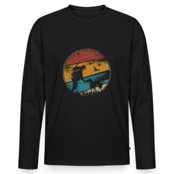 Hunter chasse chien de chasse vintage - T-shirt manches longues Premium bio Homme - noir - Devant - Nico (187cm)