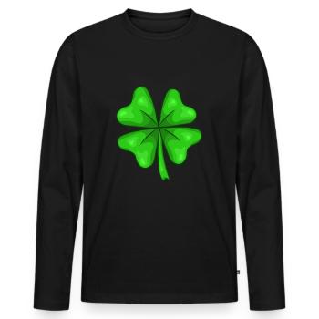 Shamrock bonne chance - T-shirt manches longues Premium bio Homme - noir - Devant - Nico (187cm)