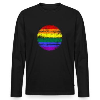 Drapeau arc-en-ciel LGBT - T-shirt manches longues Premium bio Homme - noir - Devant - Nico (187cm)