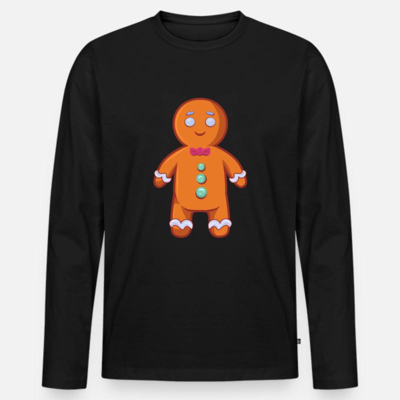 Lebkuchen Weihnachten - Männer Premium Bio Langarmshirt - Schwarz