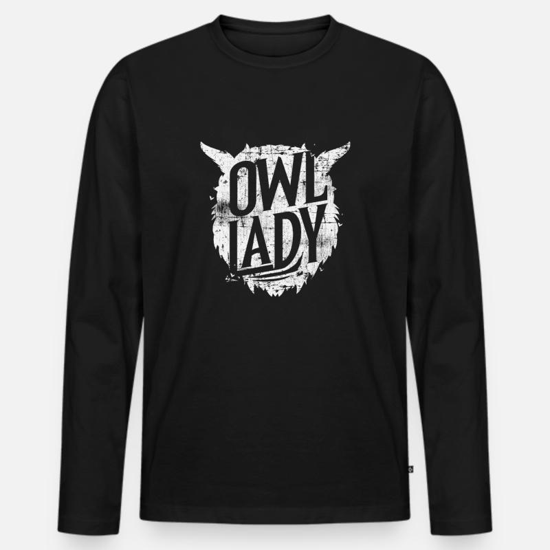 Eule - Männer Premium Bio Langarmshirt - Schwarz
