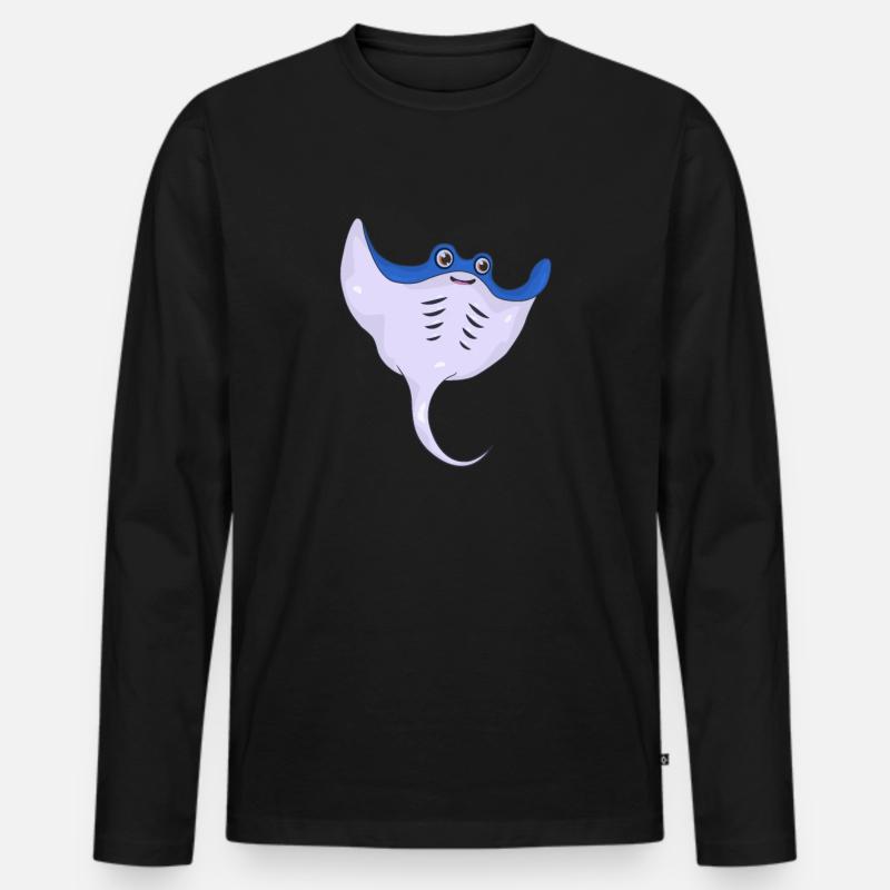 Rochen - Männer Premium Bio Langarmshirt - Schwarz