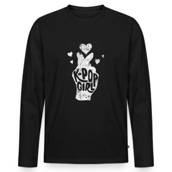 Fille de K-pop - T-shirt manches longues Premium bio Homme - noir - Devant - Nico (187cm)