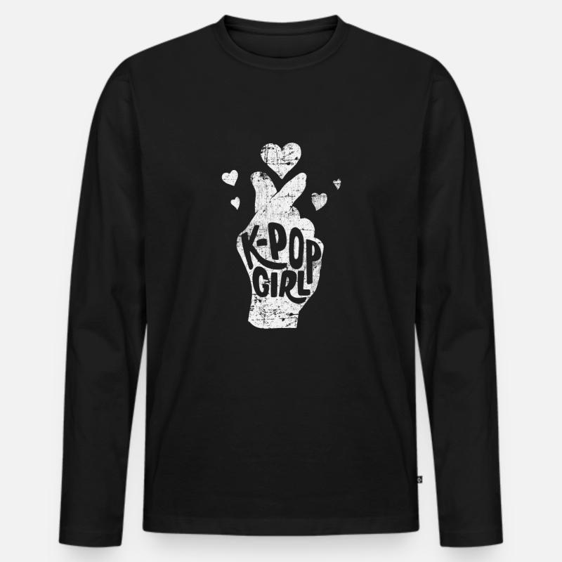 K-Pop Mädchen - Männer Premium Bio Langarmshirt - Schwarz
