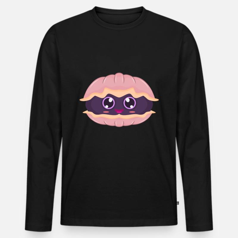 Austern Muschel - Männer Premium Bio Langarmshirt - Schwarz