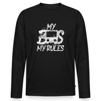 Bus chauffeur de bus - T-shirt manches longues Premium bio Homme - noir - Devant - Nico (187cm)