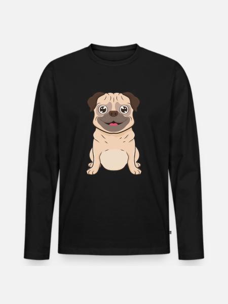 pug dog - Men's Premium Organic Long Sleeve Shirt - black