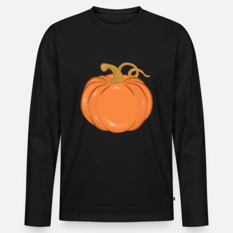 Kürbis - Männer Premium Bio Langarmshirt - Schwarz