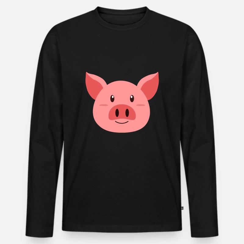 Schwein - Männer Premium Bio Langarmshirt - Schwarz
