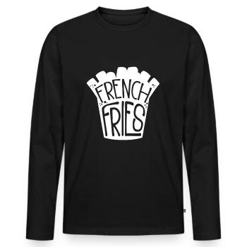 Pommes - Männer Premium Bio Langarmshirt - Schwarz - Vorne - Nico (187cm)