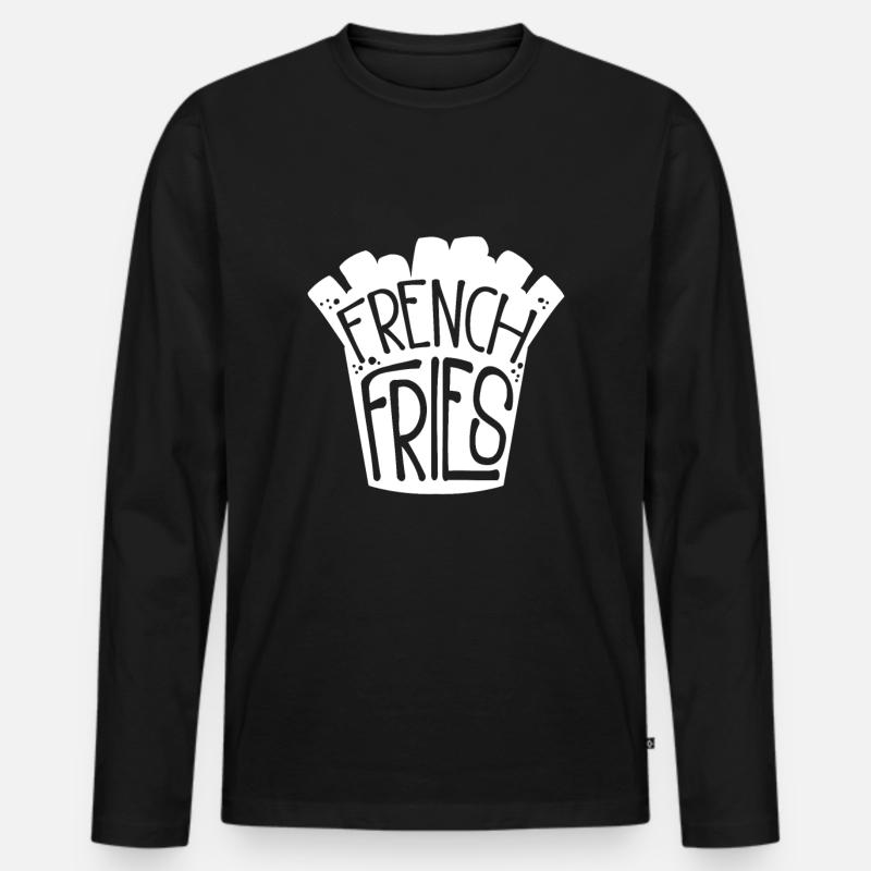 Pommes - Männer Premium Bio Langarmshirt - Schwarz