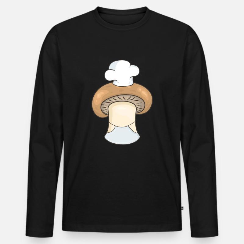 Pilz Champignon Koch - Männer Premium Bio Langarmshirt - Schwarz