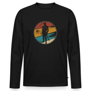 Chevaliers en armure vintage - T-shirt manches longues Premium bio Homme - noir - Devant - Nico (187cm)