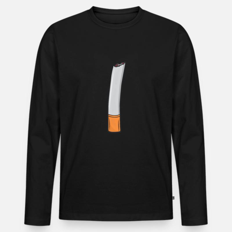 Zigarette - Männer Premium Bio Langarmshirt - Schwarz