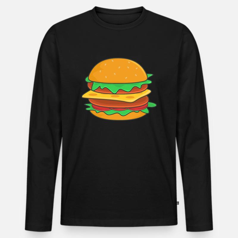 Burger - Männer Premium Bio Langarmshirt - Schwarz
