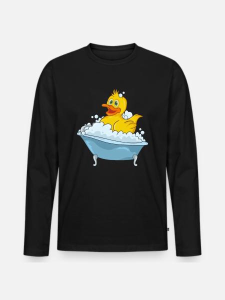 Bathing duck in a bathtub - Men's Premium Organic Long Sleeve Shirt - black