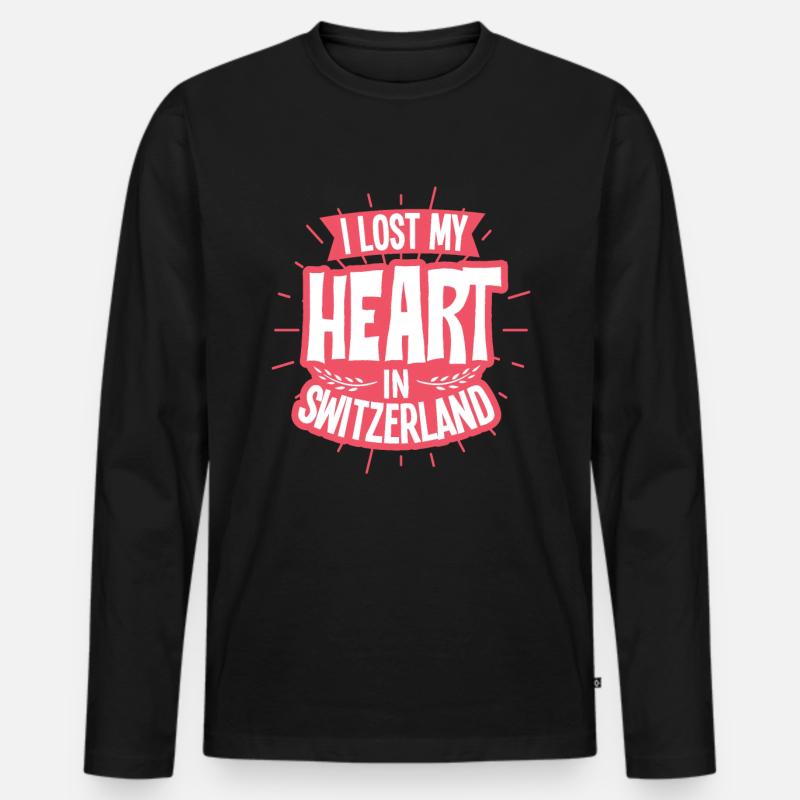 Schweiz - Männer Premium Bio Langarmshirt - Schwarz