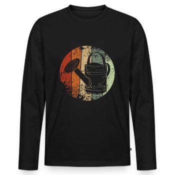 Watering can vintage garden gardener - Men's Premium Organic Long Sleeve Shirt - black - Front - Nico (187cm)