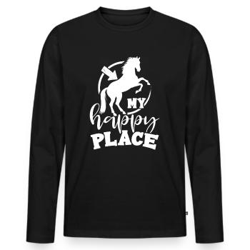 Pferd Reiter Reiten - Männer Premium Bio Langarmshirt - Schwarz - Vorne - Nico (187cm)