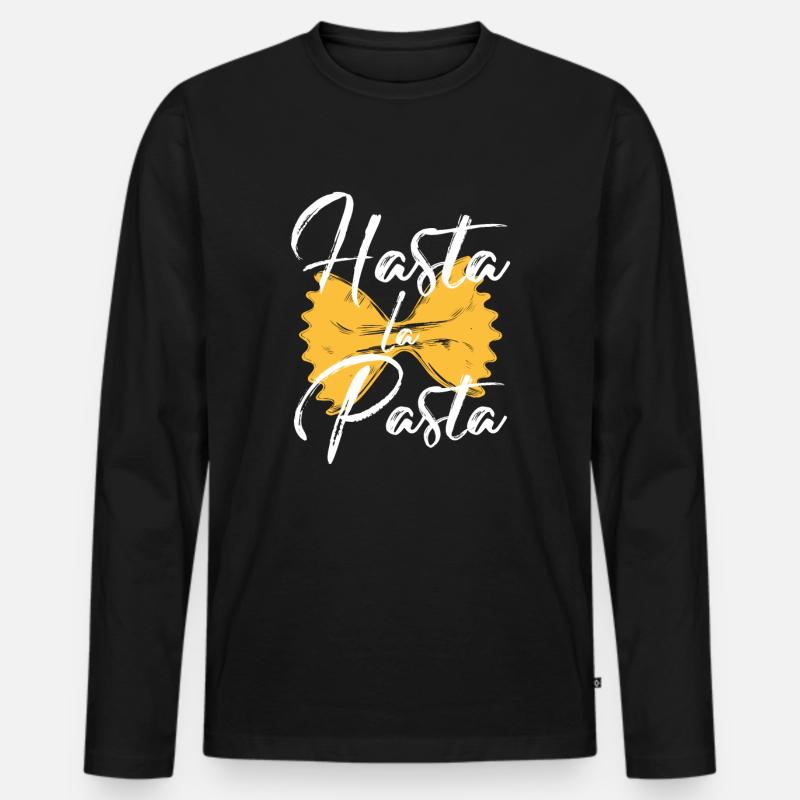 Pasta Nudeln - Männer Premium Bio Langarmshirt - Schwarz