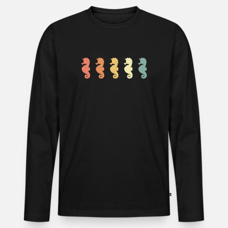 Seepferdchen - Männer Premium Bio Langarmshirt - Schwarz