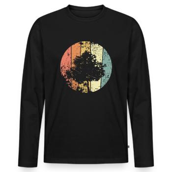 Protection de l’environnement Arbre retro Protection du climat - T-shirt manches longues Premium bio Homme - noir - Devant - Nico (187cm)