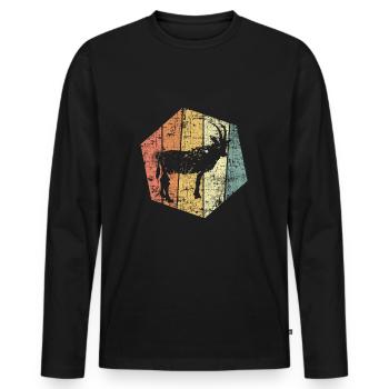 Chèvre crue bouc - T-shirt manches longues Premium bio Homme - noir - Devant - Nico (187cm)