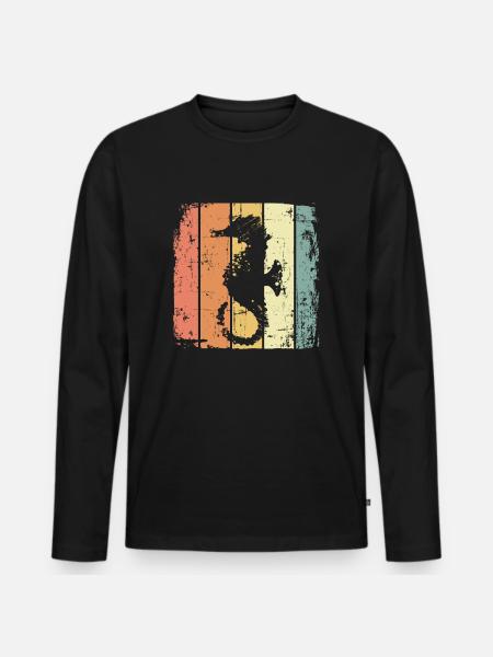 Hippocampe rétro Plongée Natation - T-shirt manches longues Premium bio Homme - noir