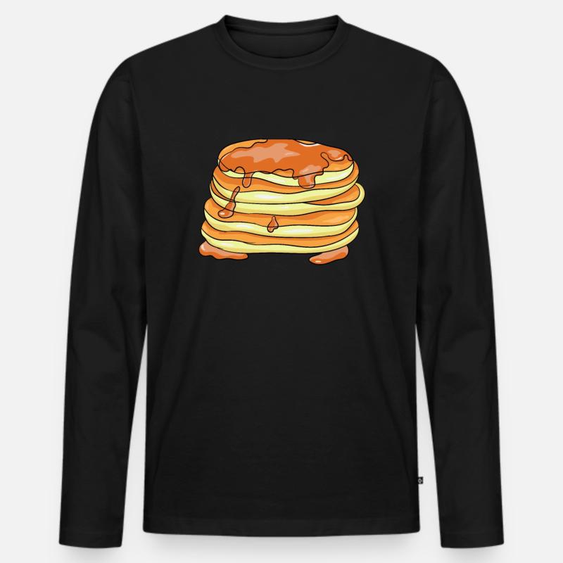 Pancakes Pfannkuchen - Männer Premium Bio Langarmshirt - Schwarz
