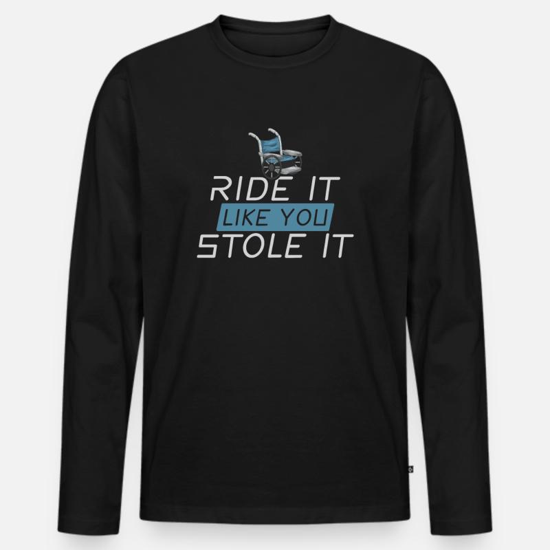 Rollstuhl Handicap Lustig - Männer Premium Bio Langarmshirt - Schwarz