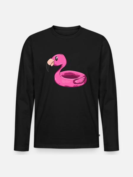 Flamingo Schwimmring - T-shirt manches longues Premium bio Homme - noir