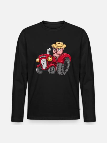 Tractor pig farmer - Men's Premium Organic Long Sleeve Shirt - black