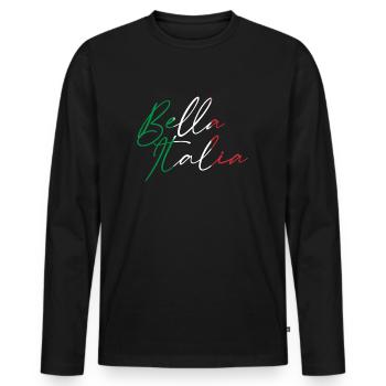 Bella Italia - Männer Premium Bio Langarmshirt - Schwarz - Vorne - Nico (187cm)