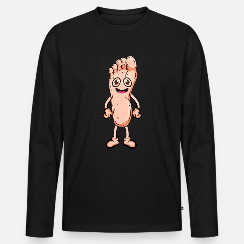 Fuß - Männer Premium Bio Langarmshirt - Schwarz