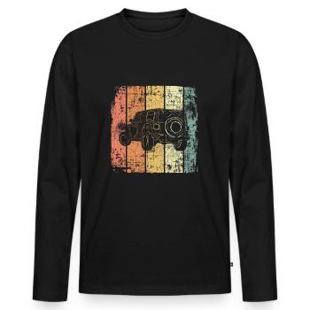 Geländewagen retro - Männer Premium Bio Langarmshirt - Schwarz - Vorne - Nico (187cm)