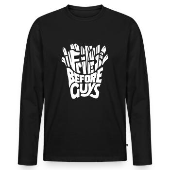 Pommes - Männer Premium Bio Langarmshirt - Schwarz - Vorne - Nico (187cm)