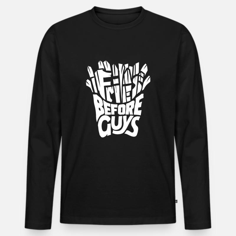 Pommes - Männer Premium Bio Langarmshirt - Schwarz