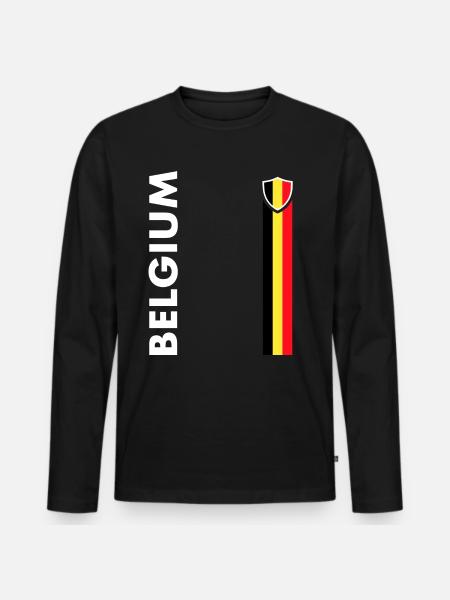Football Drapeau drapeau drapeau Belgique Soccer - T-shirt manches longues Premium bio Homme - noir
