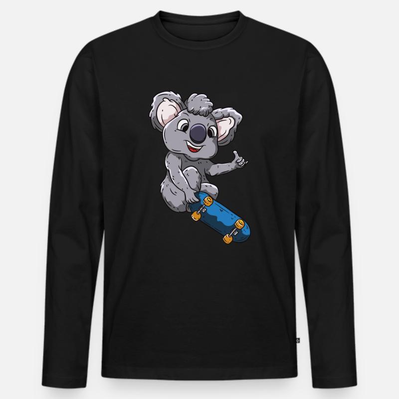 Skateboard Koala Skater - Männer Premium Bio Langarmshirt - Schwarz