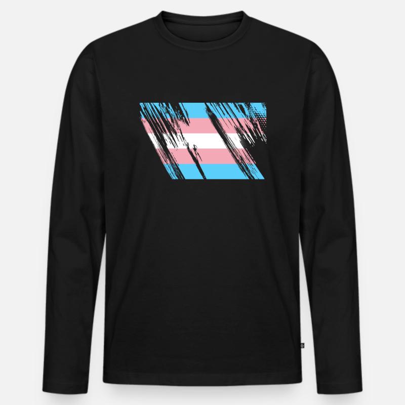 Trans LGBT Flagge - Männer Premium Bio Langarmshirt - Schwarz