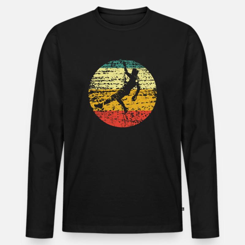 Klettern Kletterer retro - Männer Premium Bio Langarmshirt - Schwarz