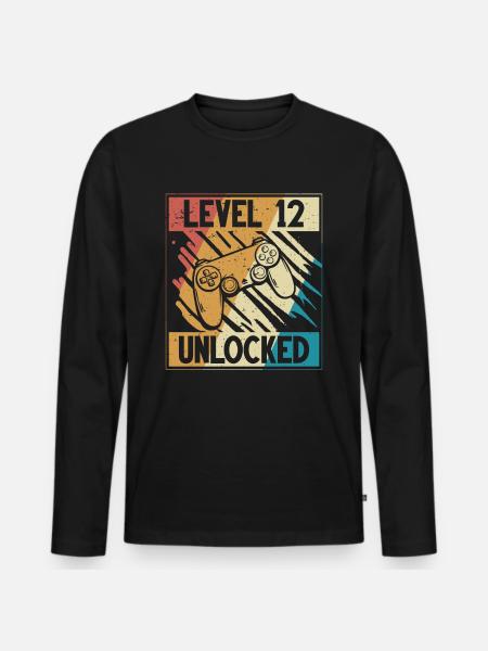 12th Födelsedag spelare 12 år - Ekologisk långärmad premium-T-shirt herr - svart