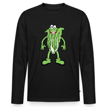 Chinakohl Salat - Männer Premium Bio Langarmshirt - Schwarz - Vorne - Nico (187cm)