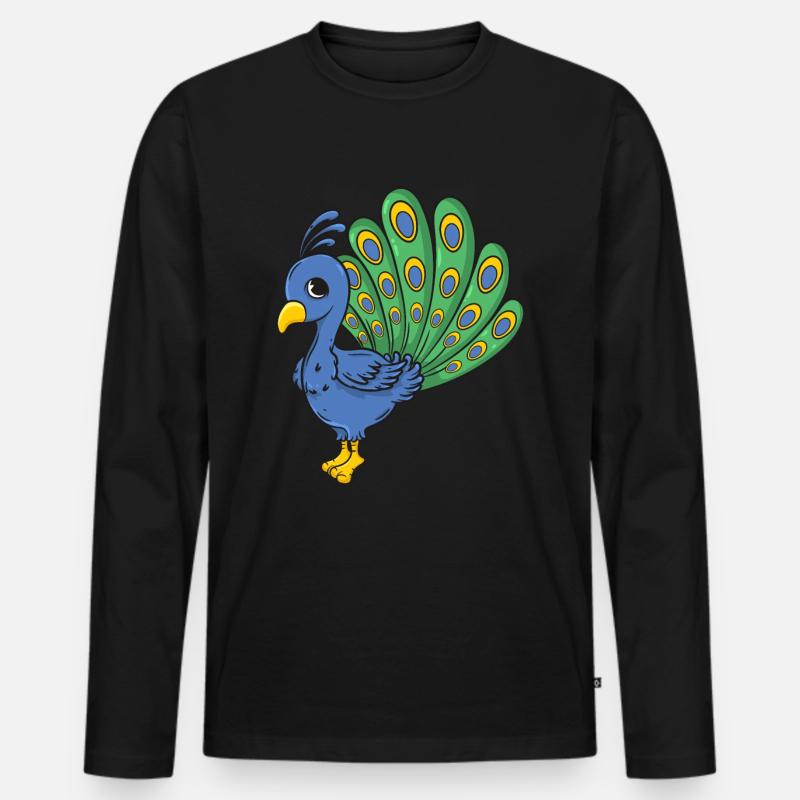 Pfau - Männer Premium Bio Langarmshirt - Schwarz